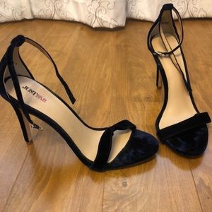 Ankle Strap Velvet Heels-Worn Once